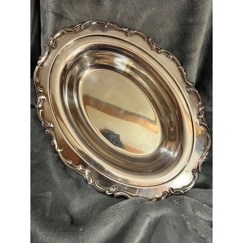 Gorham E.P. Silver Plated Oval Serving Tray Vintage Ornate Edges YC1563